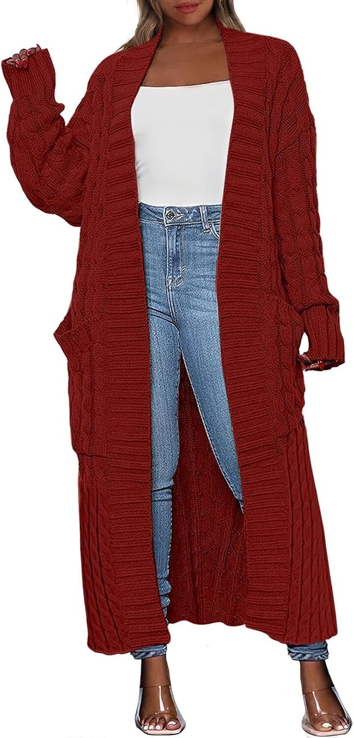Women's Long Cardigan 2024 Oversized Coat Long Sleeve Open Cardigan Knitted Extra Long Coat Autumn Fashion Jacket Clothes