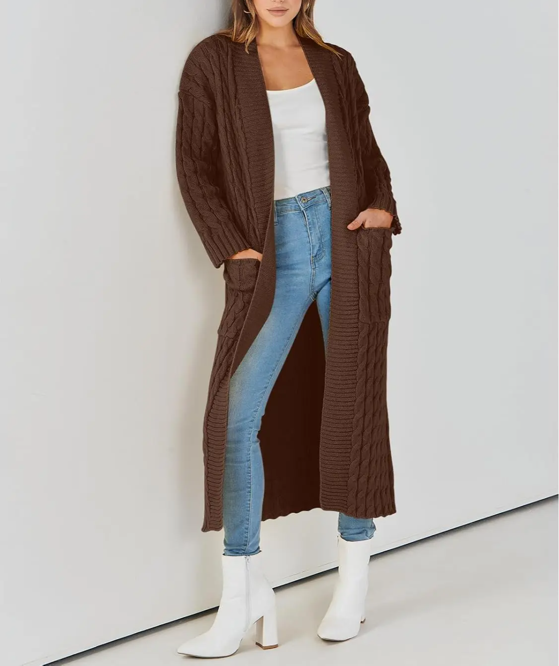 Women's Long Cardigan 2024 Oversized Coat Long Sleeve Open Cardigan Knitted Extra Long Coat Autumn Fashion Jacket Clothes