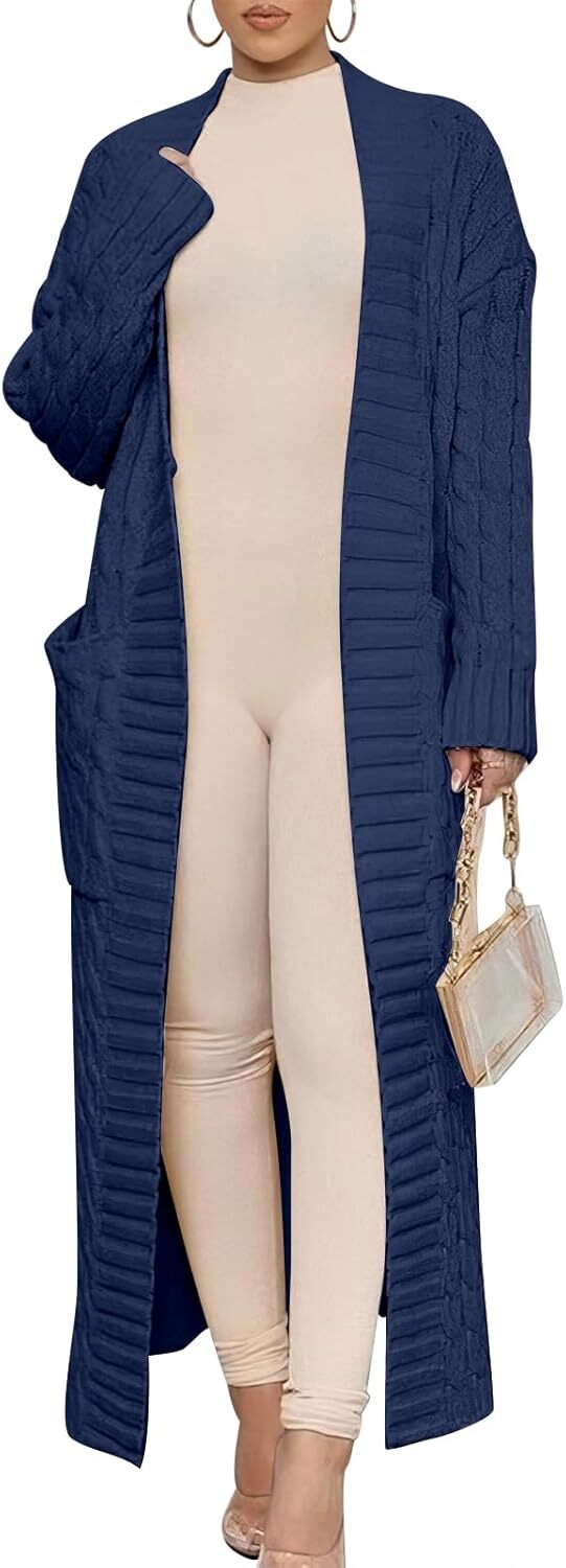 Women's Long Cardigan 2024 Oversized Coat Long Sleeve Open Cardigan Knitted Extra Long Coat Autumn Fashion Jacket Clothes