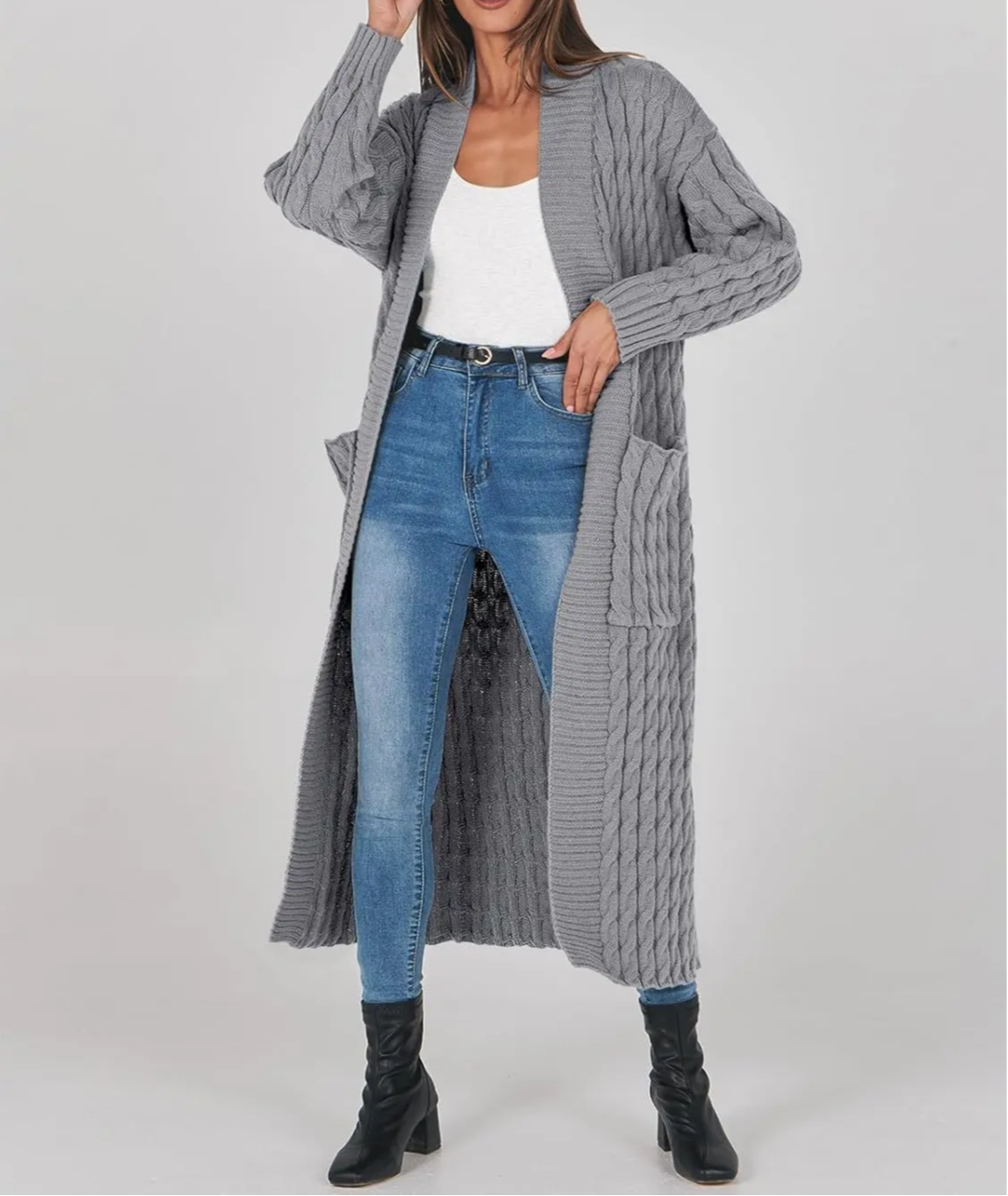 Women's Long Cardigan 2024 Oversized Coat Long Sleeve Open Cardigan Knitted Extra Long Coat Autumn Fashion Jacket Clothes