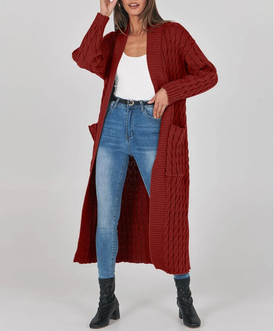 Women's Long Cardigan 2024 Oversized Coat Long Sleeve Open Cardigan Knitted Extra Long Coat Autumn Fashion Jacket Clothes