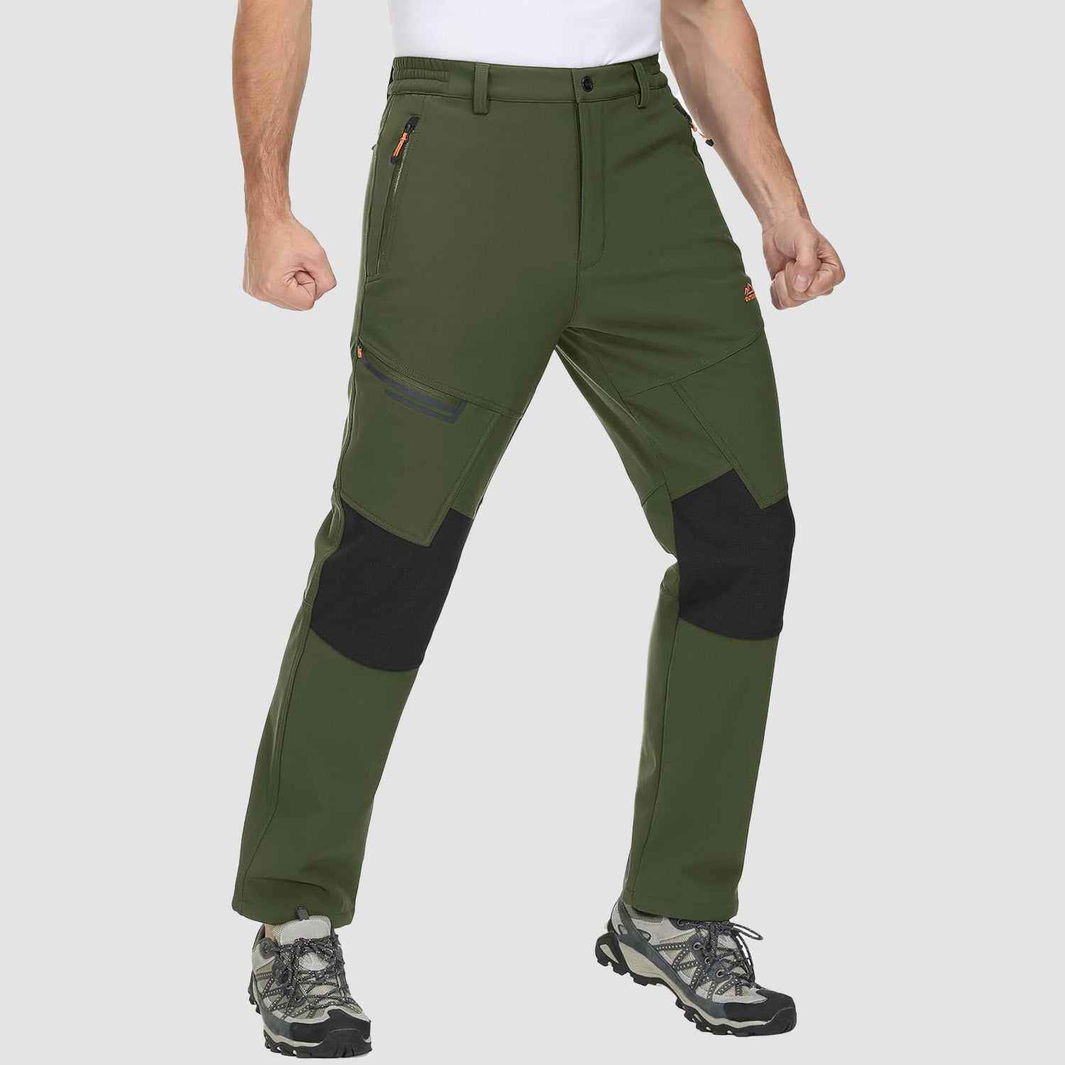 Men's Fleece-Lined Winter Ski Pants โ Water-Resistant with 4 Zip Pockets