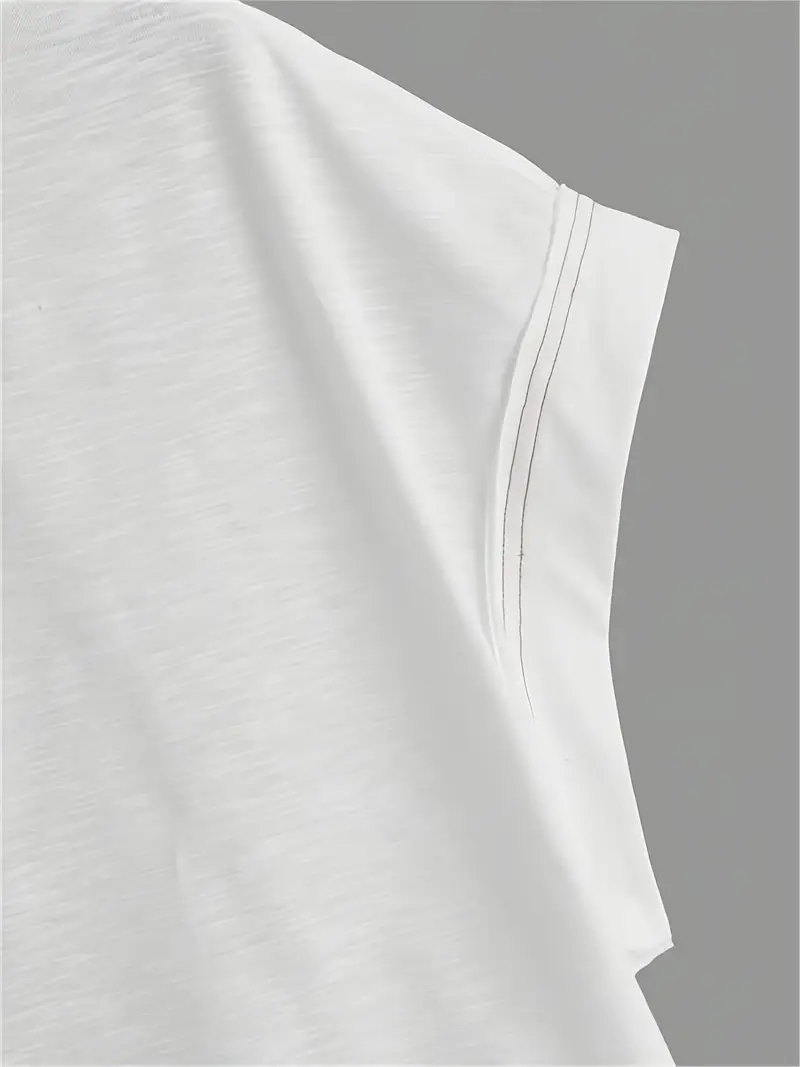 Women's Plain Cut Out Asymmetrical Hem Batwing Sleeve Tee, Elegant Casual Short Sleeve Round Neck T-Shirt for Summer, Ladies Clothes for Daily Wear