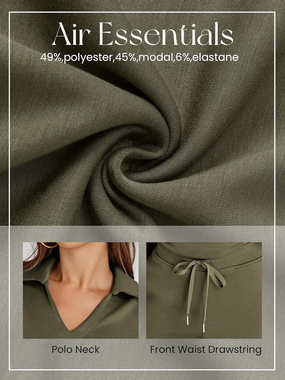 Women's 2 Piece Sets Outfits Casual Long Sleeve Sweatsuits Polo Top and Wide Leg Pants Matching Sets