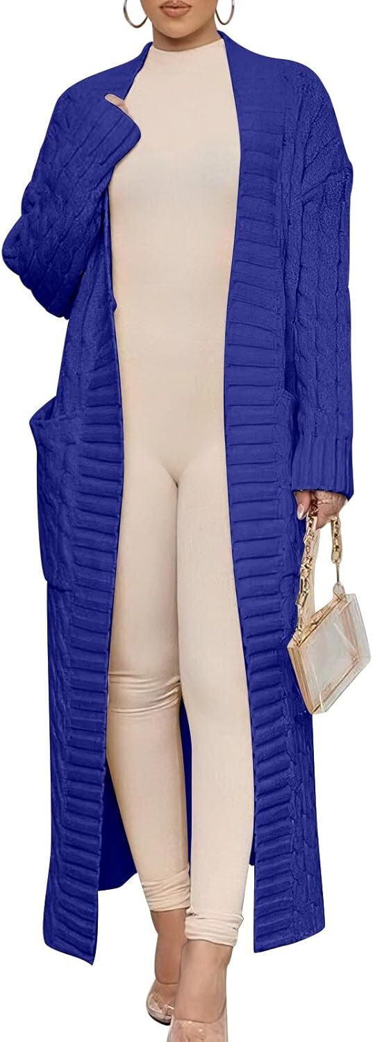 Women's Long Cardigan 2024 Oversized Coat Long Sleeve Open Cardigan Knitted Extra Long Coat Autumn Fashion Jacket Clothes
