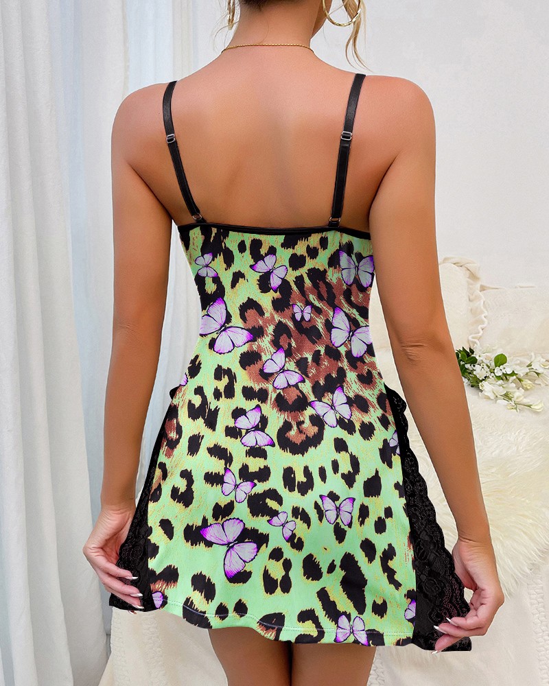 💝Last Day Promotion⚡Lace Trim Slit Bowknot Decor Sleep Dress Lingerie Party Sleeveless Low Cut Breathable