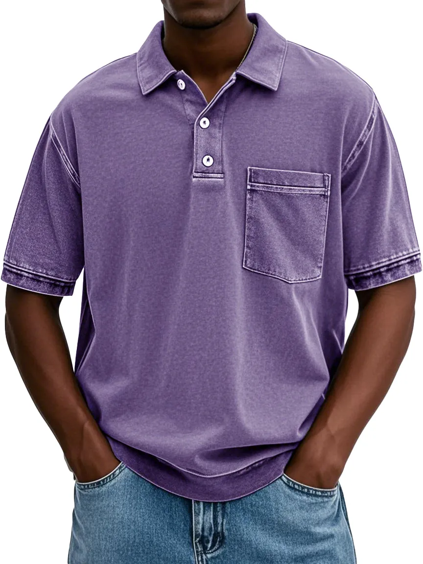 FINAL SALE⚡10 Packs for $34.99⚡ - Men's Retro Distressed Lapel Short-sleeved Pocket Polo Shirt