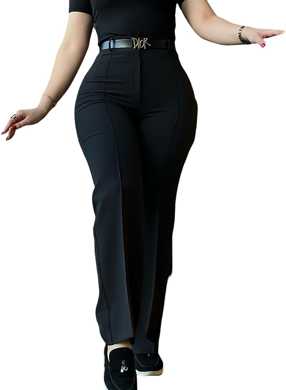 Work Pants for Women High Waist Straight Leg Work Pants Business Casual Trousers