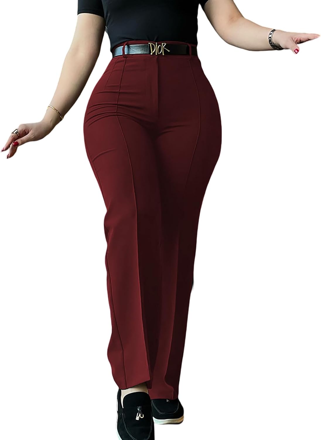 Work Pants for Women High Waist Straight Leg Work Pants Business Casual Trousers
