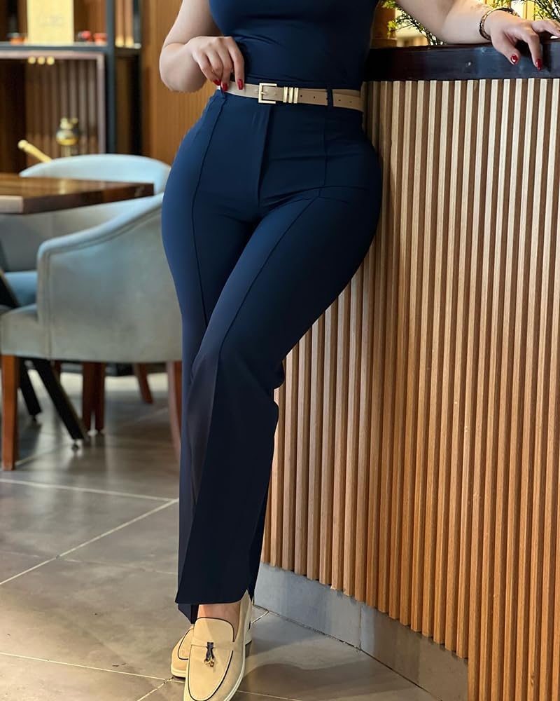 Work Pants for Women High Waist Straight Leg Work Pants Business Casual Trousers