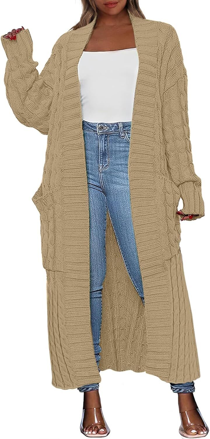 Women's Long Cardigan 2024 Oversized Coat Long Sleeve Open Cardigan Knitted Extra Long Coat Autumn Fashion Jacket Clothes