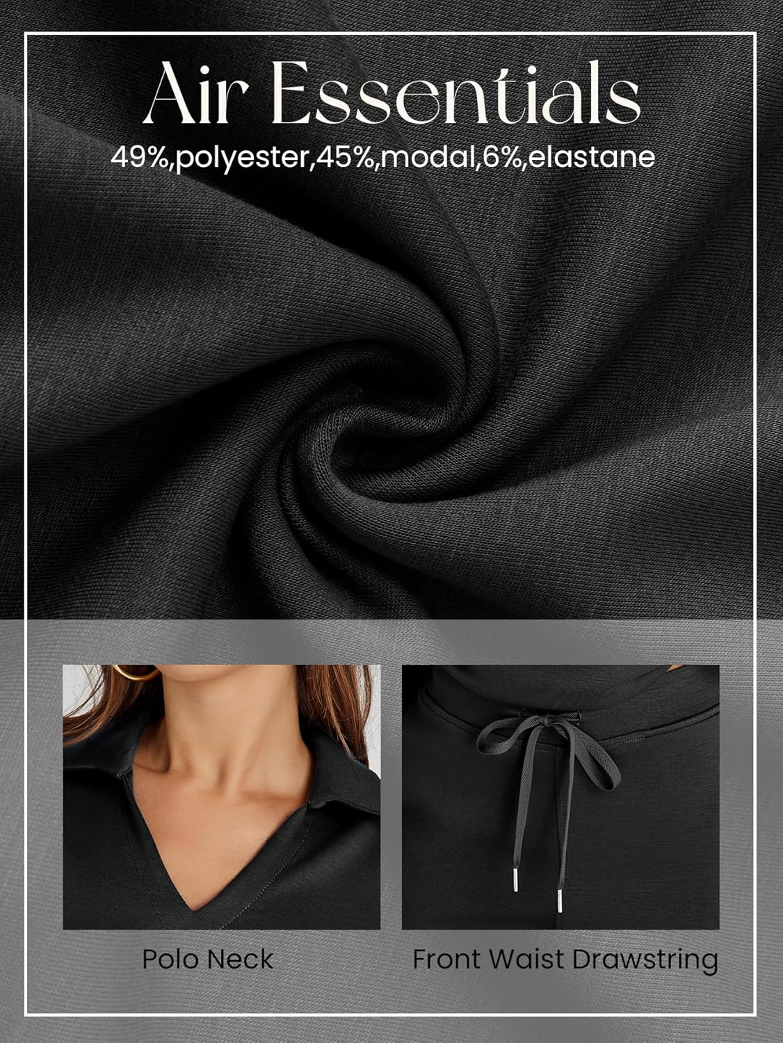 Women's 2 Piece Sets Outfits Casual Long Sleeve Sweatsuits Polo Top and Wide Leg Pants Matching Sets