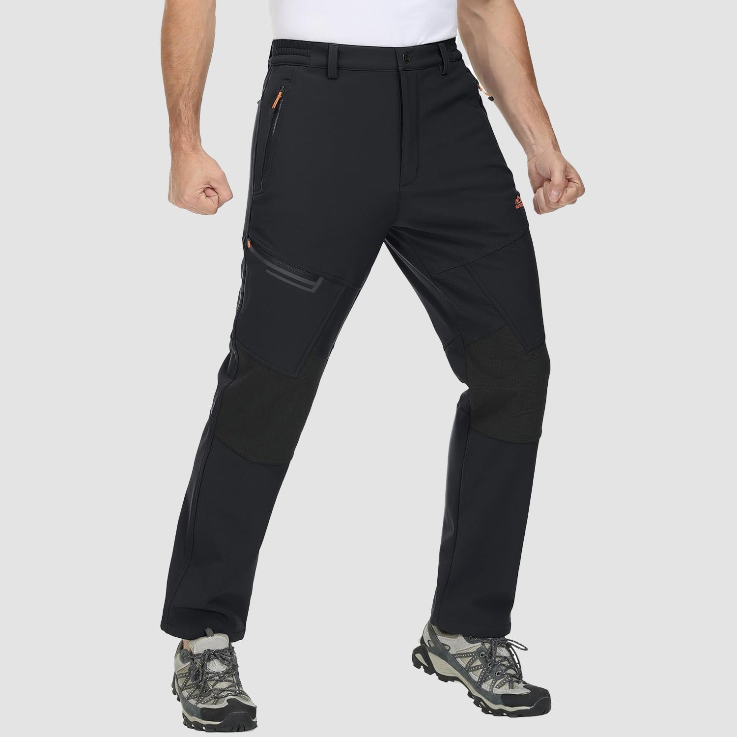 Men's Fleece-Lined Winter Ski Pants โ Water-Resistant with 4 Zip Pockets