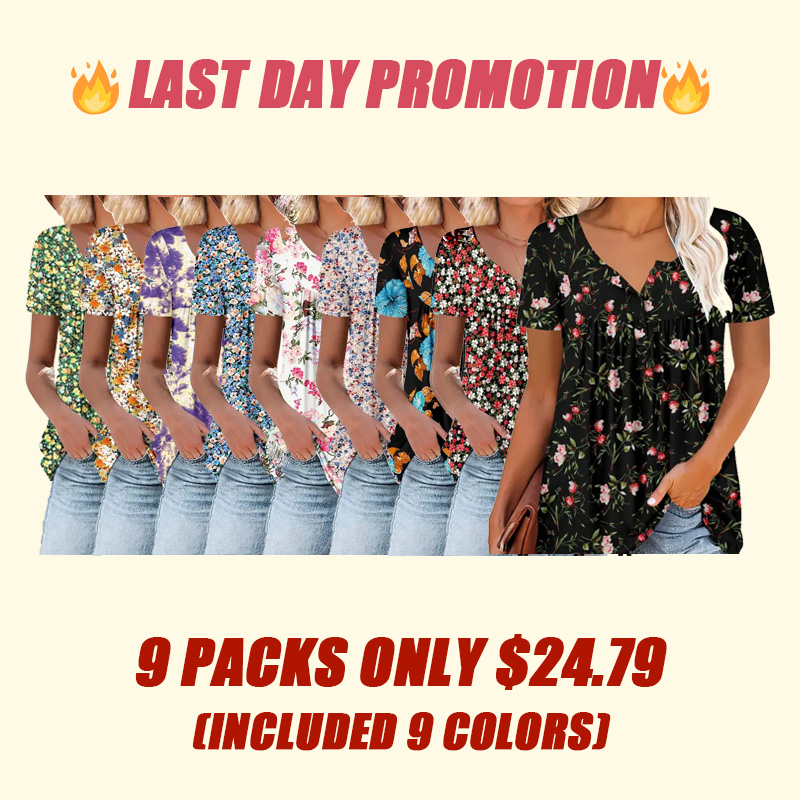 ā°Hot Sale-Women's Summer Pleated Printed Short-Sleeves