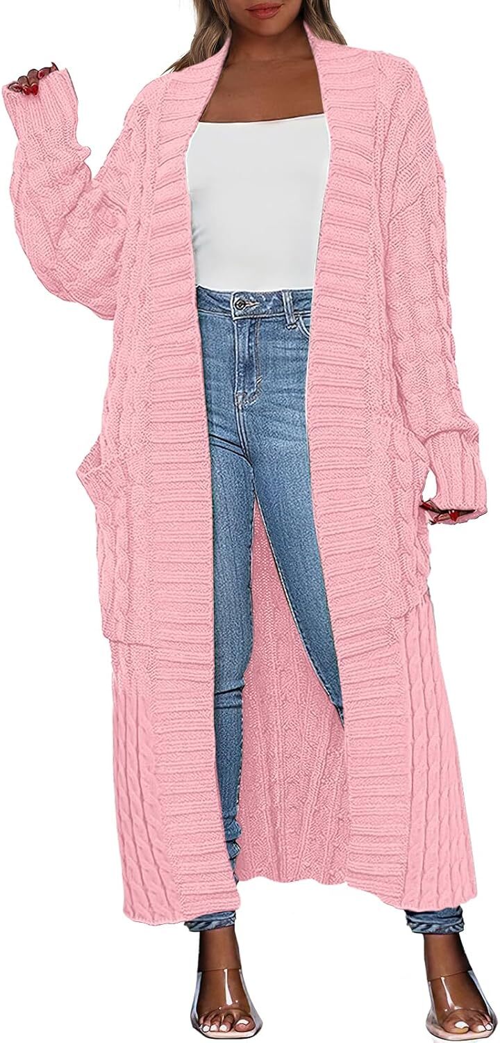 Women's Long Cardigan 2024 Oversized Coat Long Sleeve Open Cardigan Knitted Extra Long Coat Autumn Fashion Jacket Clothes
