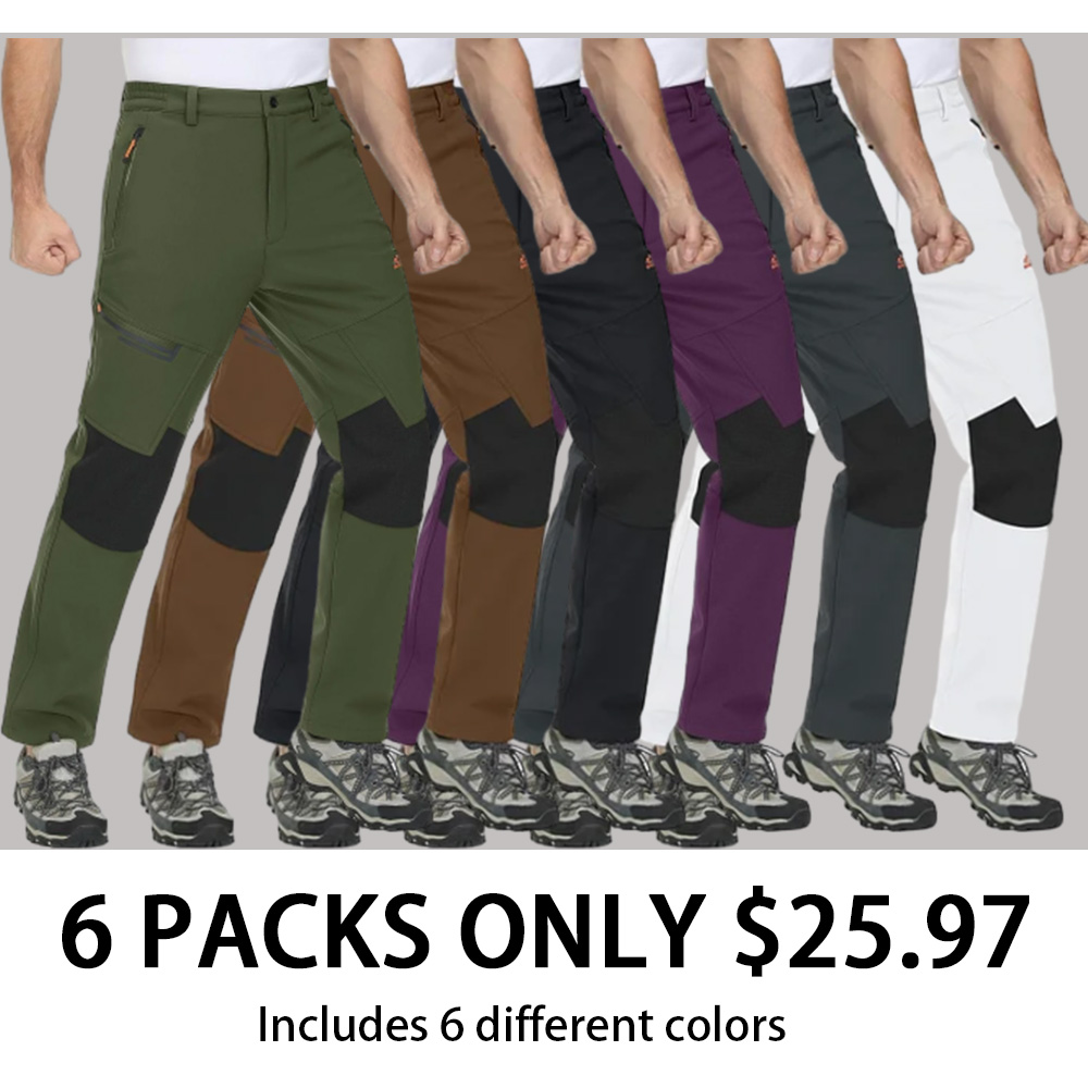 Men's Fleece-Lined Winter Ski Pants โ Water-Resistant with 4 Zip Pockets