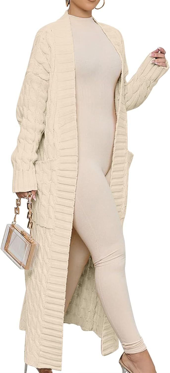 Women's Long Cardigan 2024 Oversized Coat Long Sleeve Open Cardigan Knitted Extra Long Coat Autumn Fashion Jacket Clothes