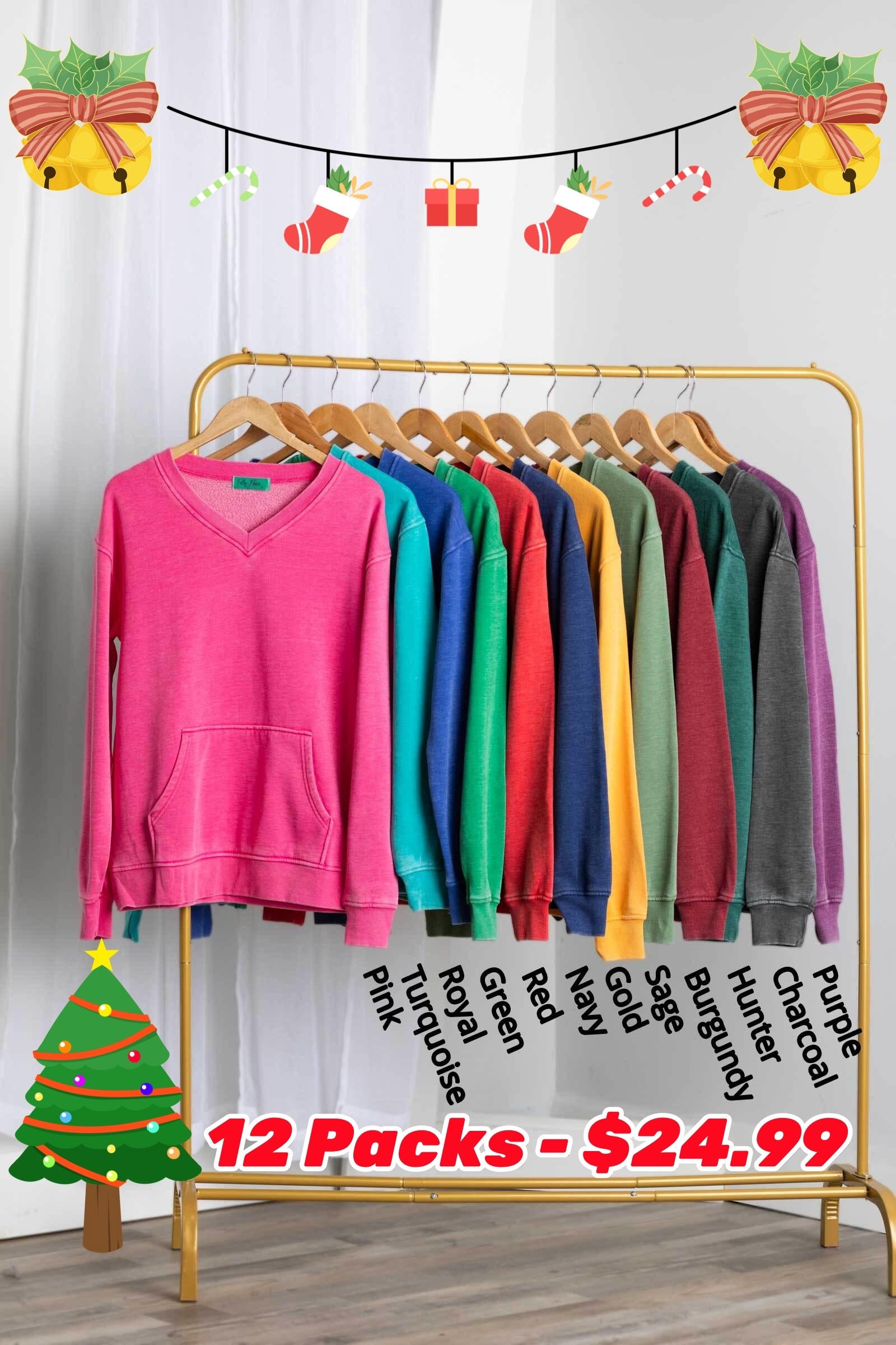 Pigment Dyed Cozy Campfire V-Neck Sweatshirt