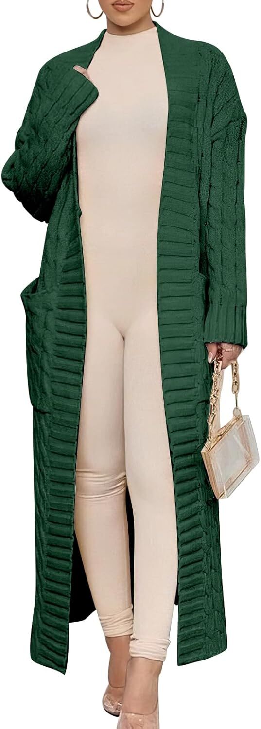 Women's Long Cardigan 2024 Oversized Coat Long Sleeve Open Cardigan Knitted Extra Long Coat Autumn Fashion Jacket Clothes