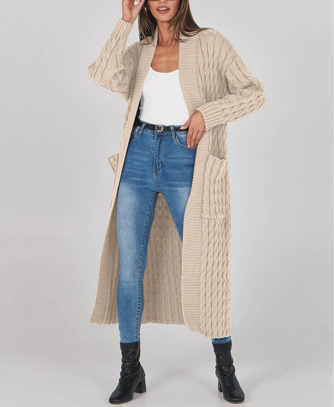 Women's Long Cardigan 2024 Oversized Coat Long Sleeve Open Cardigan Knitted Extra Long Coat Autumn Fashion Jacket Clothes