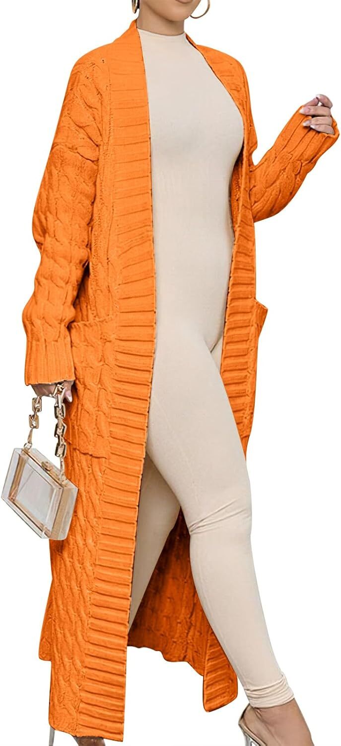Women's Long Cardigan 2024 Oversized Coat Long Sleeve Open Cardigan Knitted Extra Long Coat Autumn Fashion Jacket Clothes