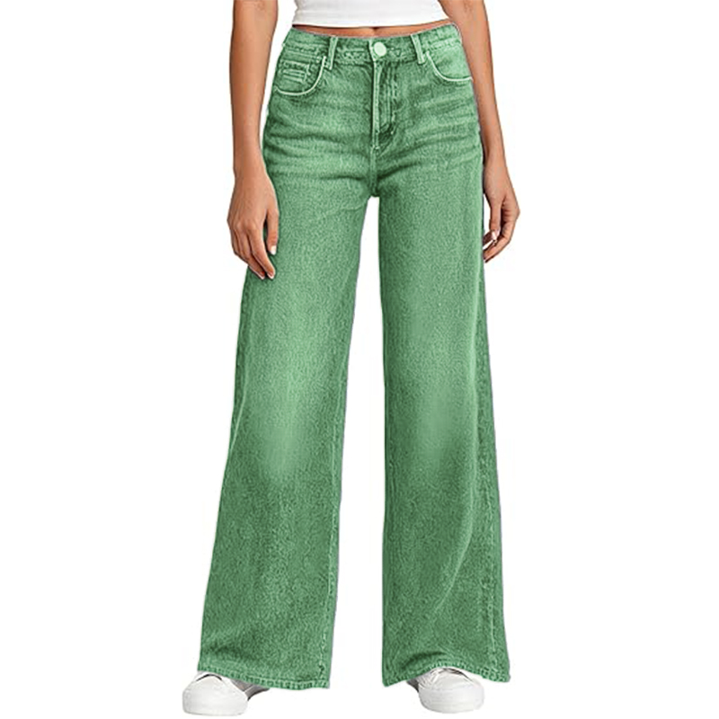 Women's Sweatpant Jeans Print Denim Sweatpants High Waisted Full-Length Wide Leg Pants Baggy Comfort Faux Jeans