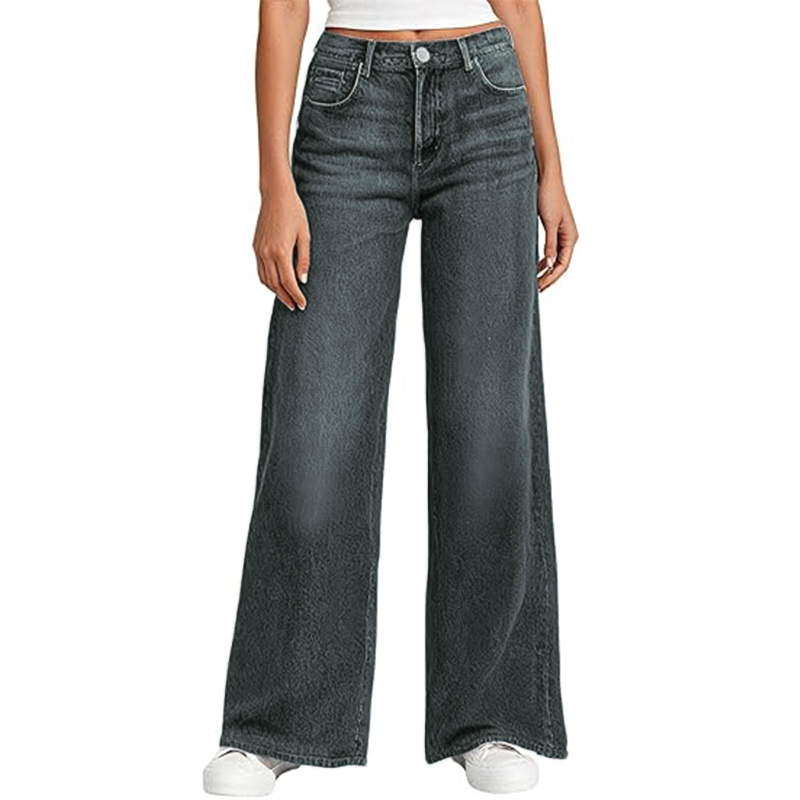 Women's Sweatpant Jeans Print Denim Sweatpants High Waisted Full-Length Wide Leg Pants Baggy Comfort Faux Jeans