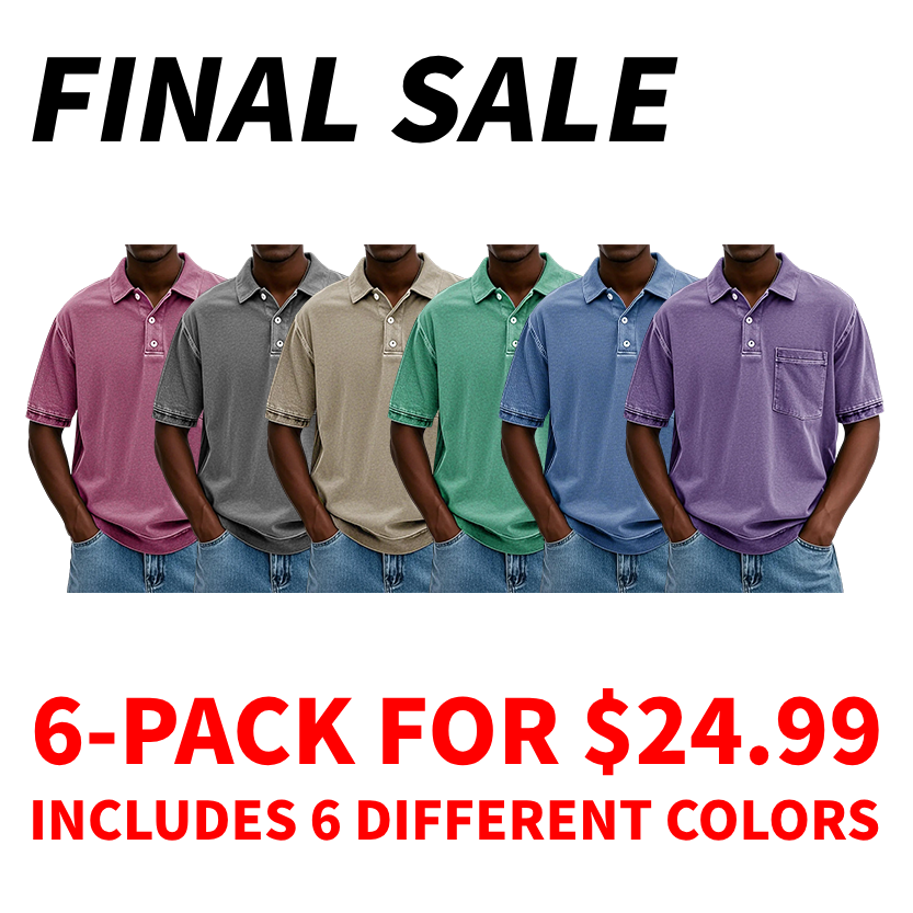 FINAL SALE⚡10 Packs for $34.99⚡ - Men's Retro Distressed Lapel Short-sleeved Pocket Polo Shirt