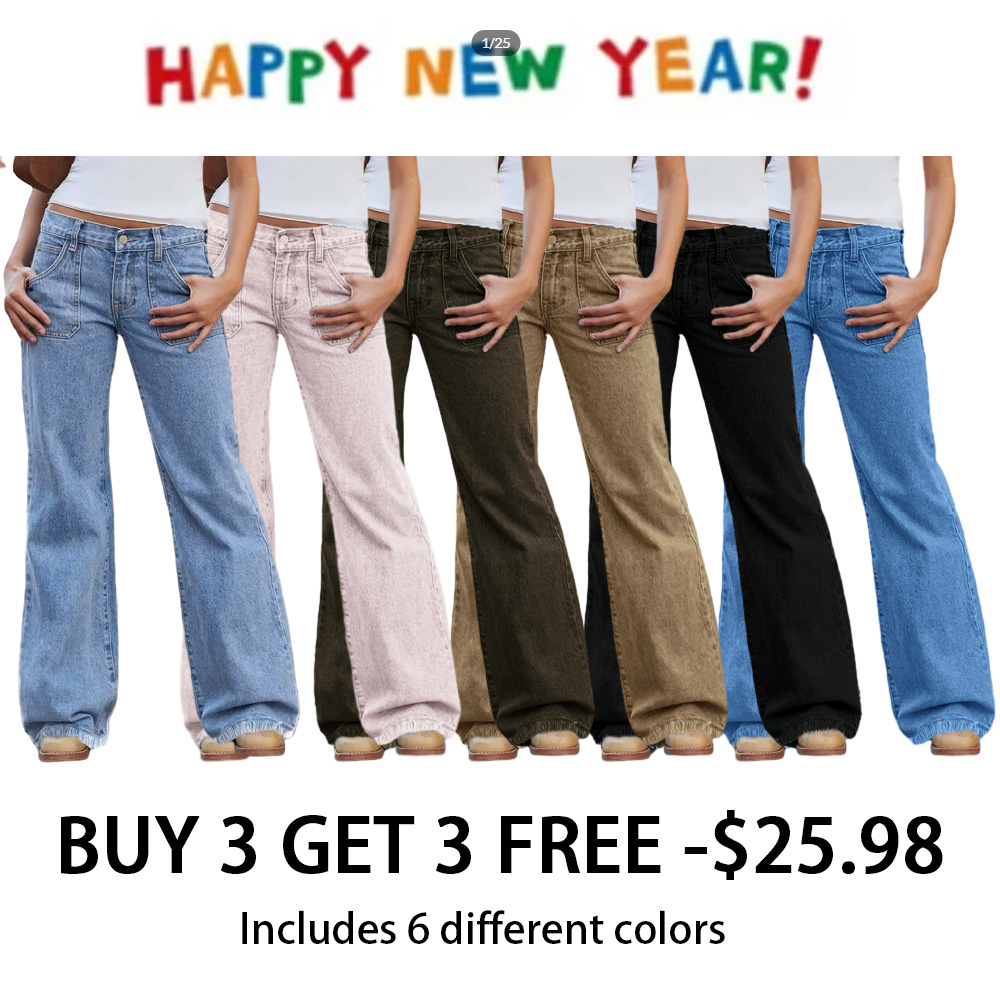 Wash Raw Hem Flap Pocket Wide Leg Low Rise Jeans