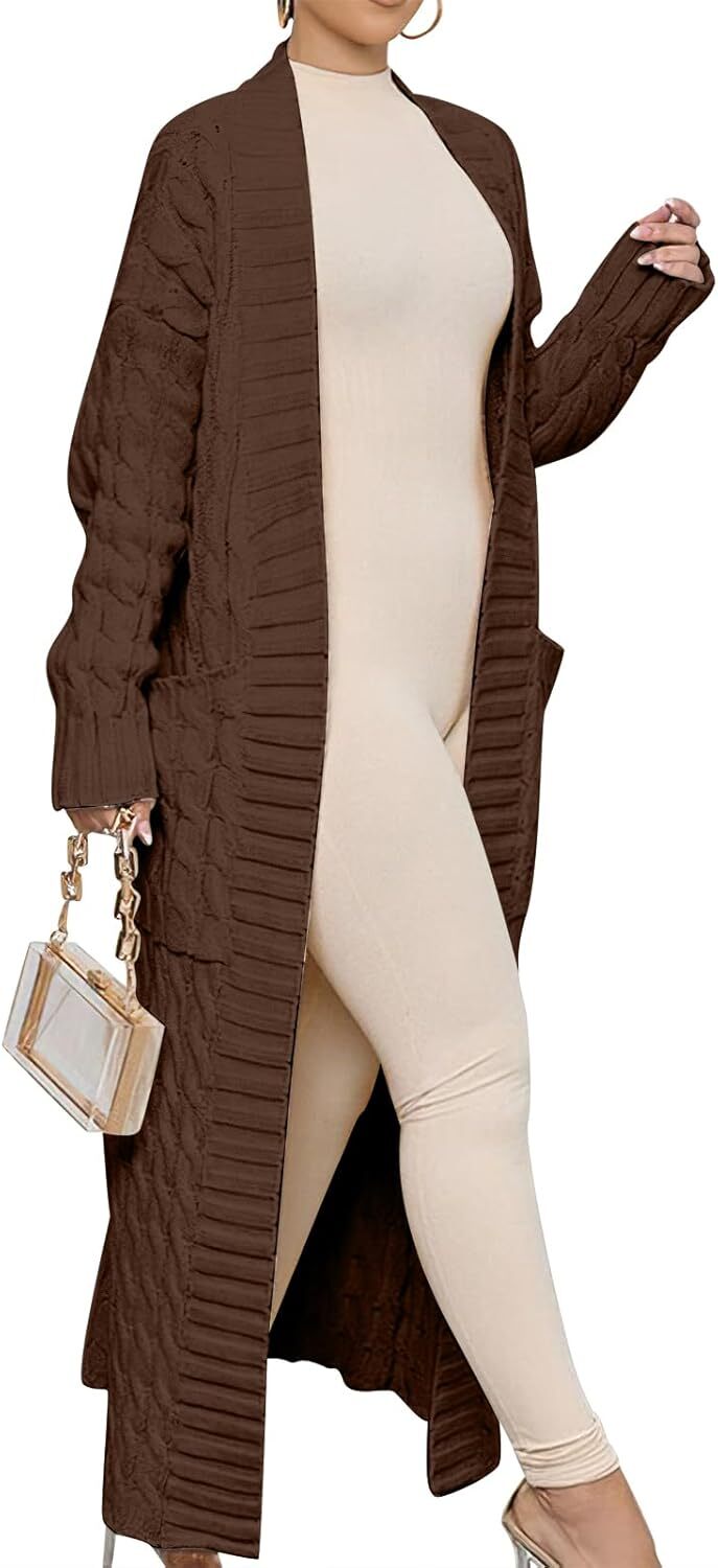 Women's Long Cardigan 2024 Oversized Coat Long Sleeve Open Cardigan Knitted Extra Long Coat Autumn Fashion Jacket Clothes