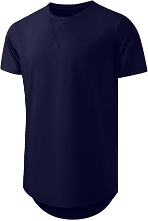 🔥Men's 12-Pack Cotton Hipster Hip Hop Longline Crewneck T-Shirt