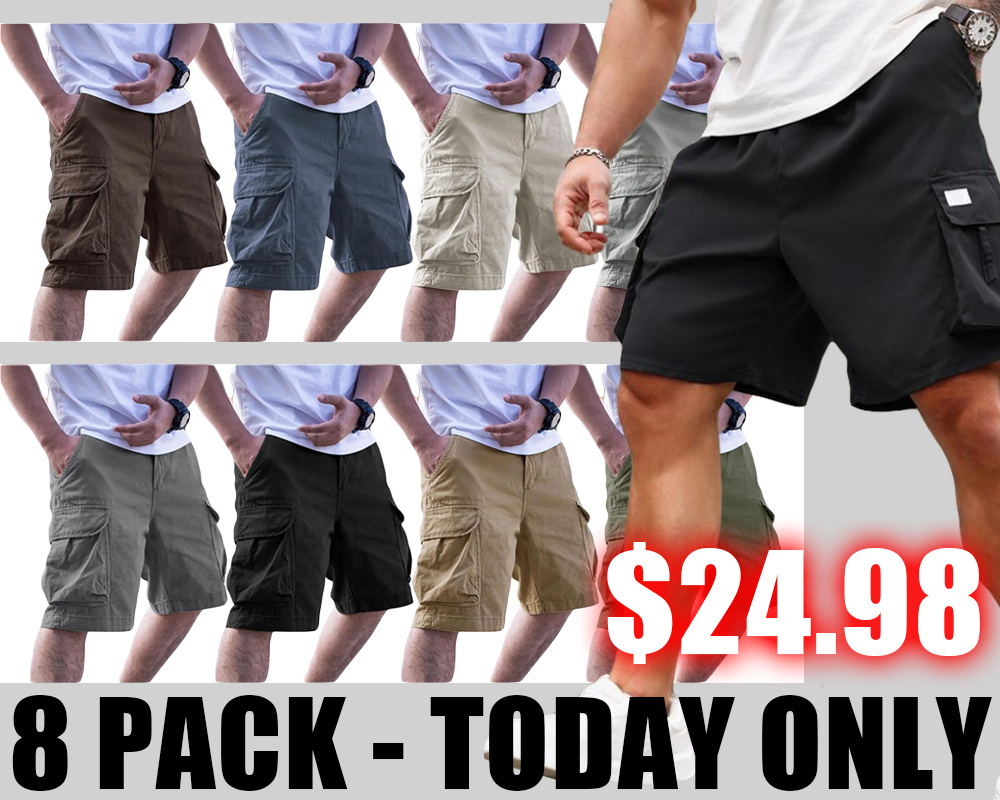 🔥Men's Plus Size Solid Flap Pocket Cargo Shorts