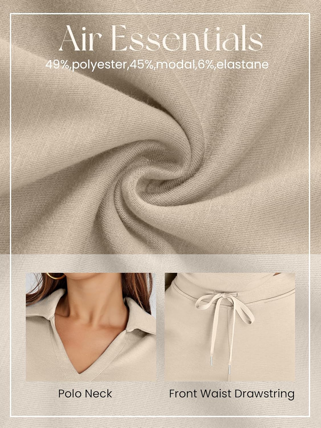 Women's 2 Piece Sets Outfits Casual Long Sleeve Sweatsuits Polo Top and Wide Leg Pants Matching Sets