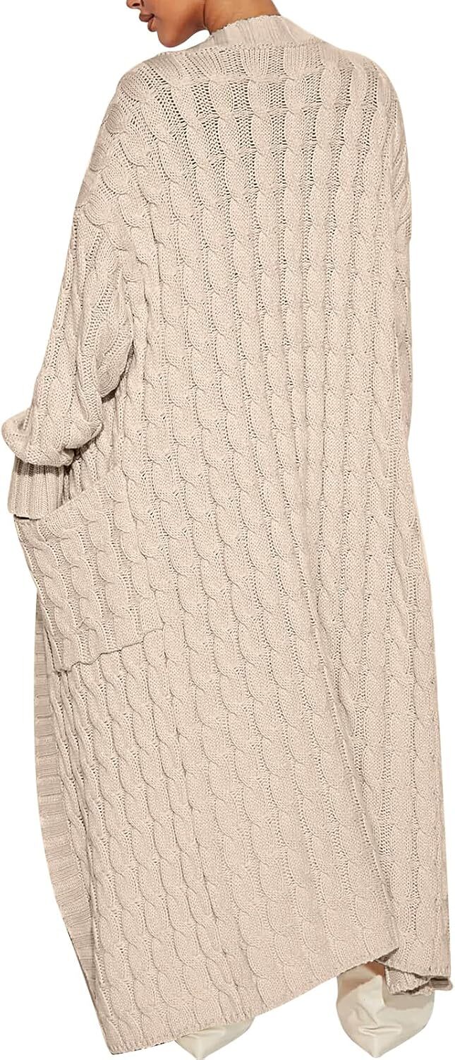 Women's Long Cardigan 2024 Oversized Coat Long Sleeve Open Cardigan Knitted Extra Long Coat Autumn Fashion Jacket Clothes