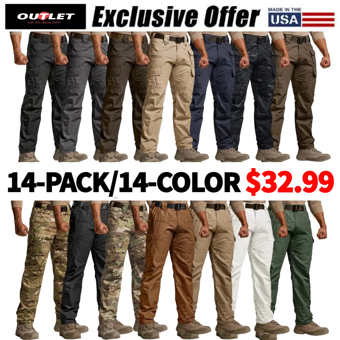 [8-PACK/8-COLOR]Men's Tactical Work Pants 9 Pockets Ripstop