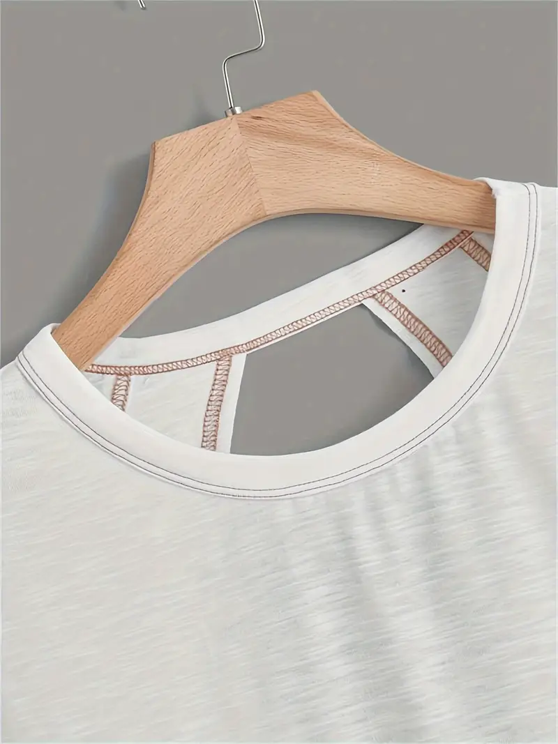 Women's Plain Cut Out Asymmetrical Hem Batwing Sleeve Tee, Elegant Casual Short Sleeve Round Neck T-Shirt for Summer, Ladies Clothes for Daily Wear