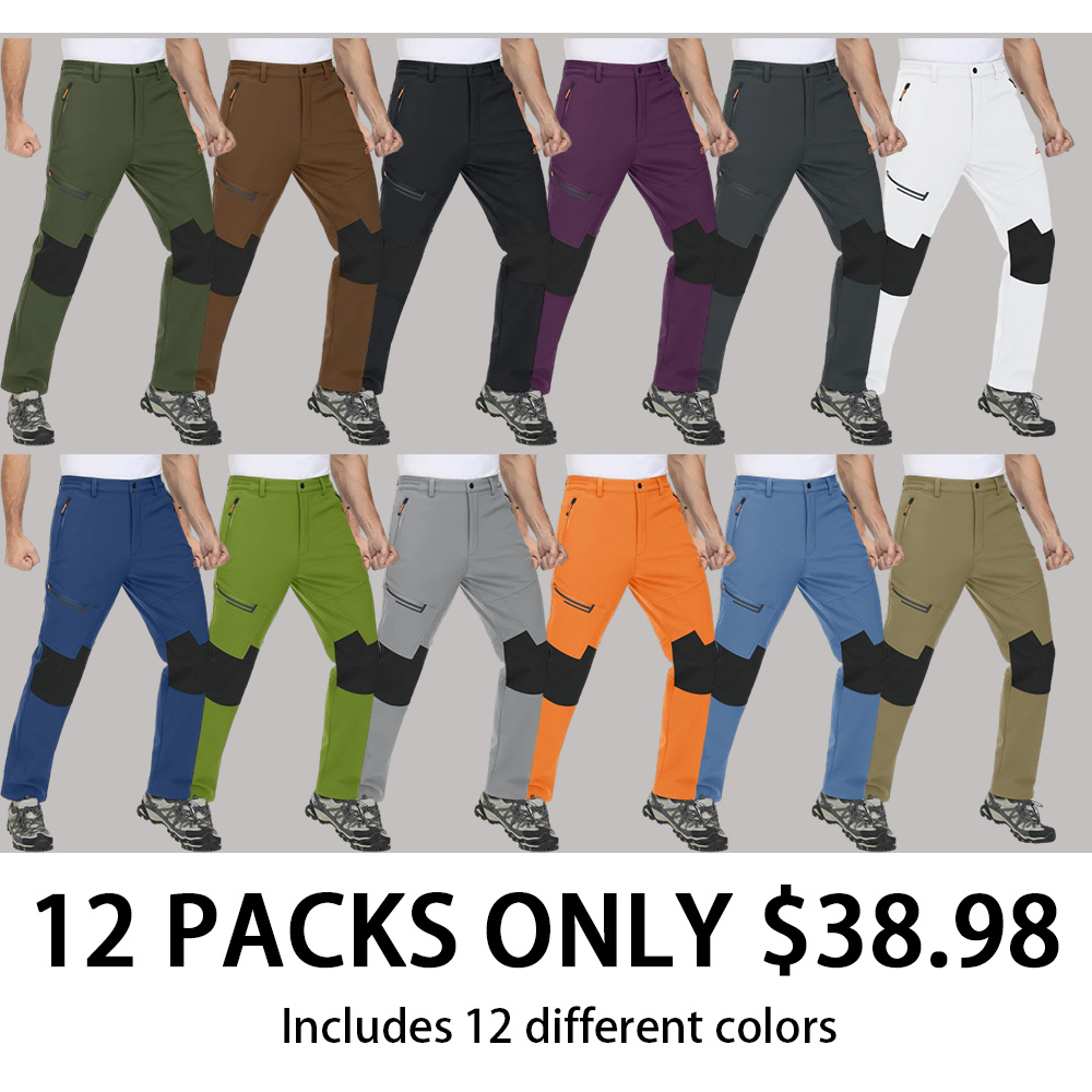 Men's Fleece-Lined Winter Ski Pants – Water-Resistant with 4 Zip Pockets