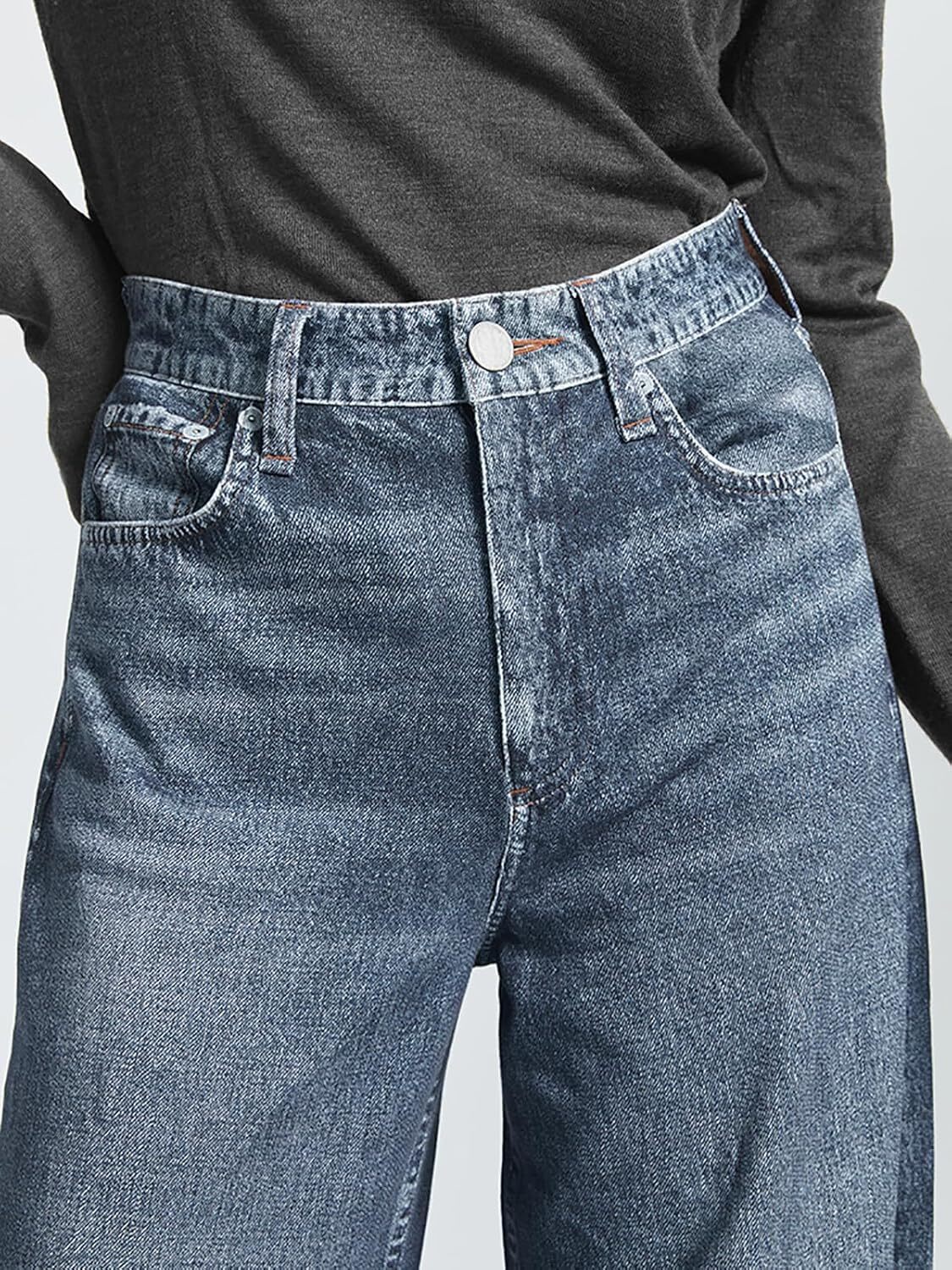Women's Sweatpant Jeans Print Denim Sweatpants High Waisted Full-Length Wide Leg Pants Baggy Comfort Faux Jeans