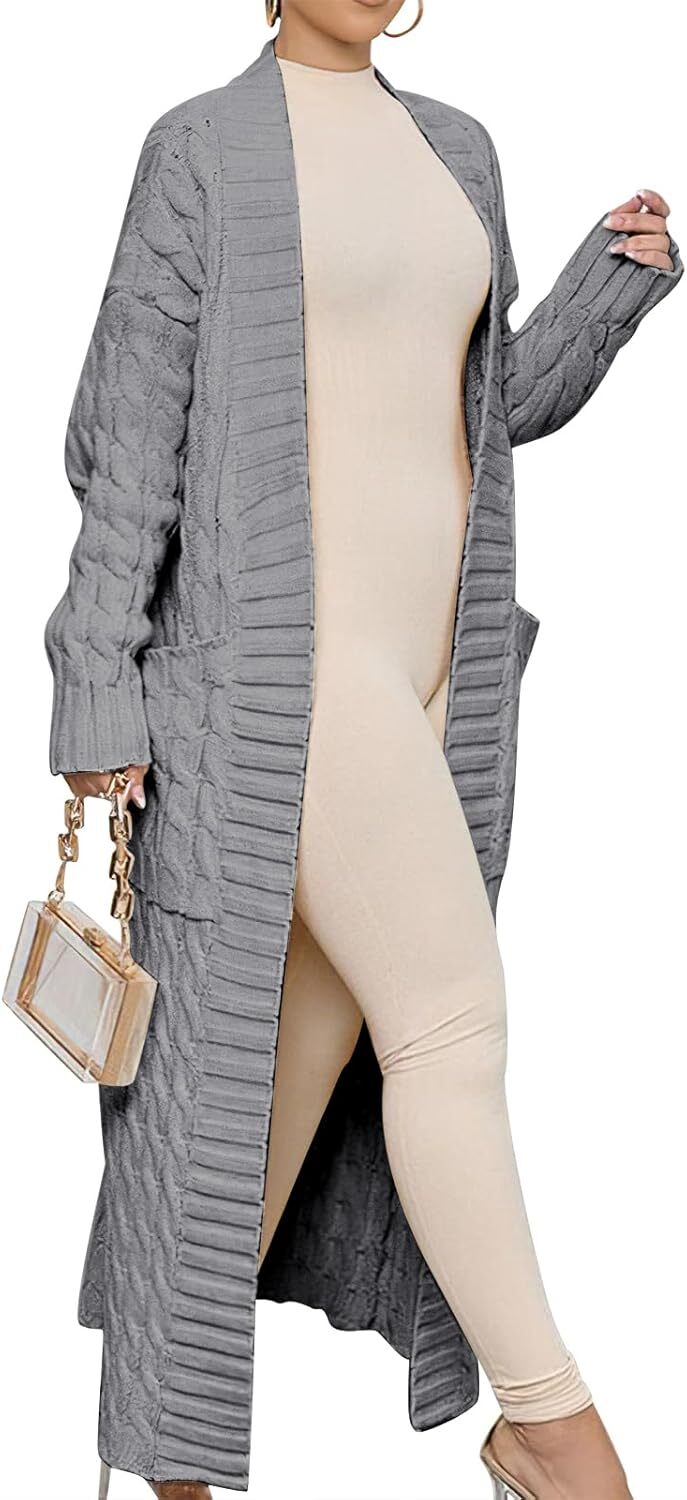 Women's Long Cardigan 2024 Oversized Coat Long Sleeve Open Cardigan Knitted Extra Long Coat Autumn Fashion Jacket Clothes