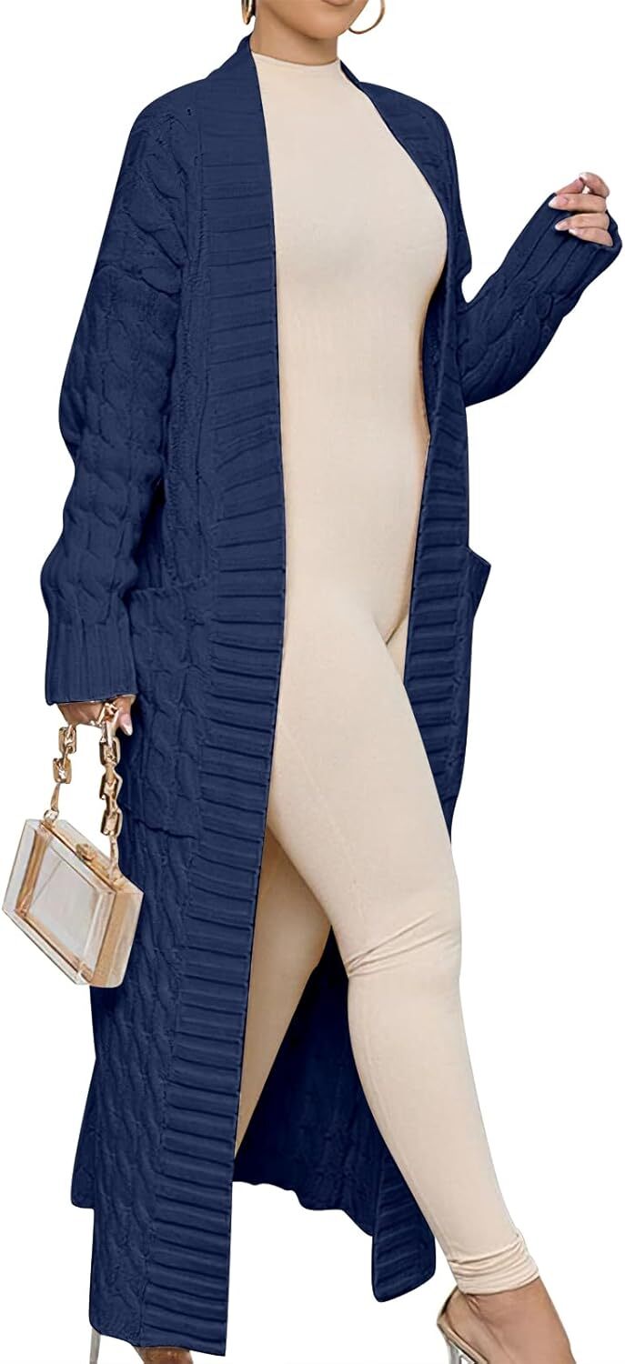 Women's Long Cardigan 2024 Oversized Coat Long Sleeve Open Cardigan Knitted Extra Long Coat Autumn Fashion Jacket Clothes