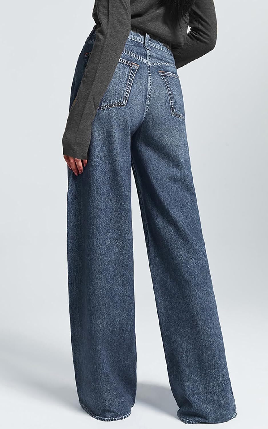 Women's Sweatpant Jeans Print Denim Sweatpants High Waisted Full-Length Wide Leg Pants Baggy Comfort Faux Jeans