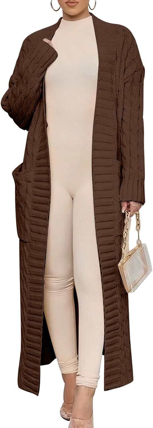 Women's Long Cardigan 2024 Oversized Coat Long Sleeve Open Cardigan Knitted Extra Long Coat Autumn Fashion Jacket Clothes