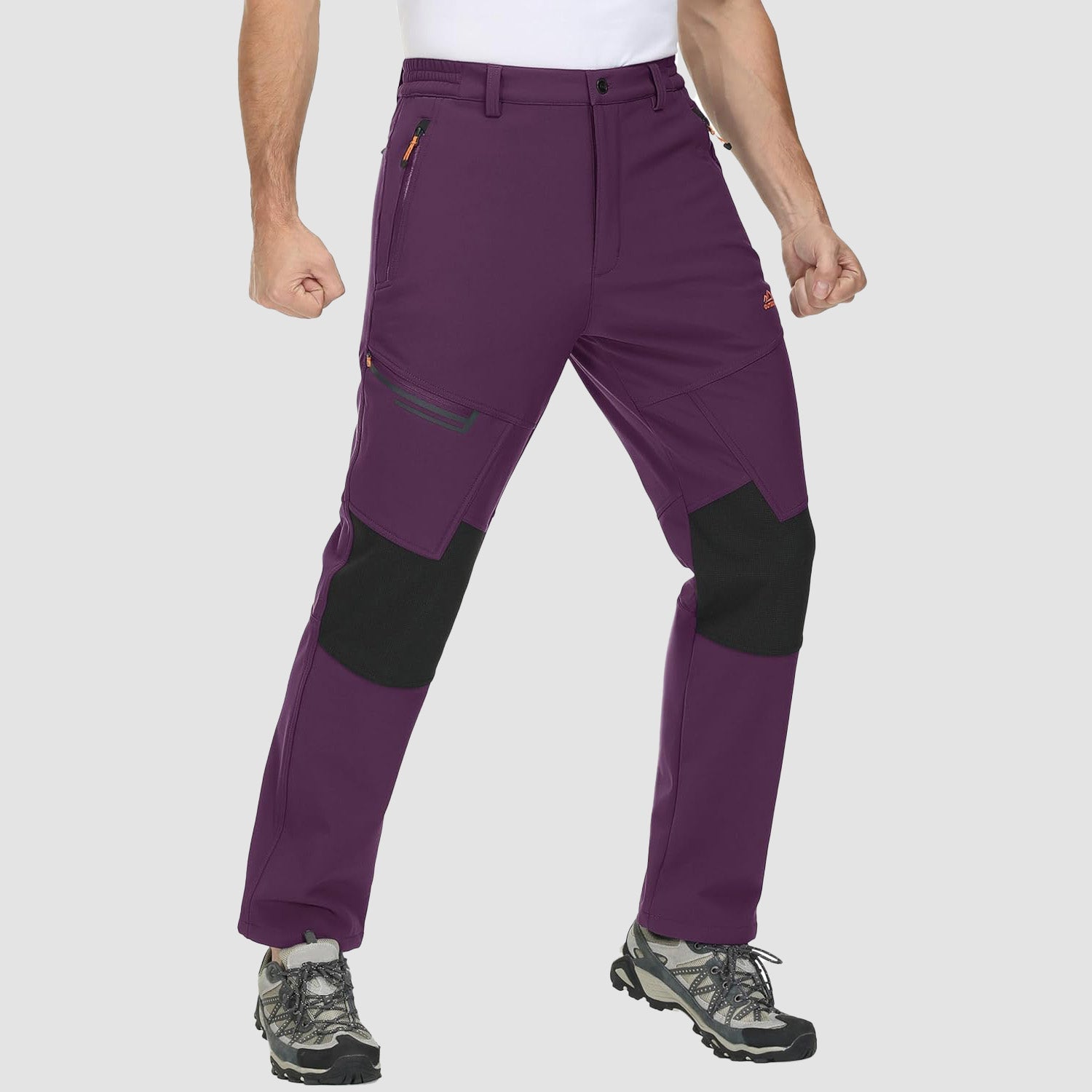 Men's Fleece-Lined Winter Ski Pants โ Water-Resistant with 4 Zip Pockets