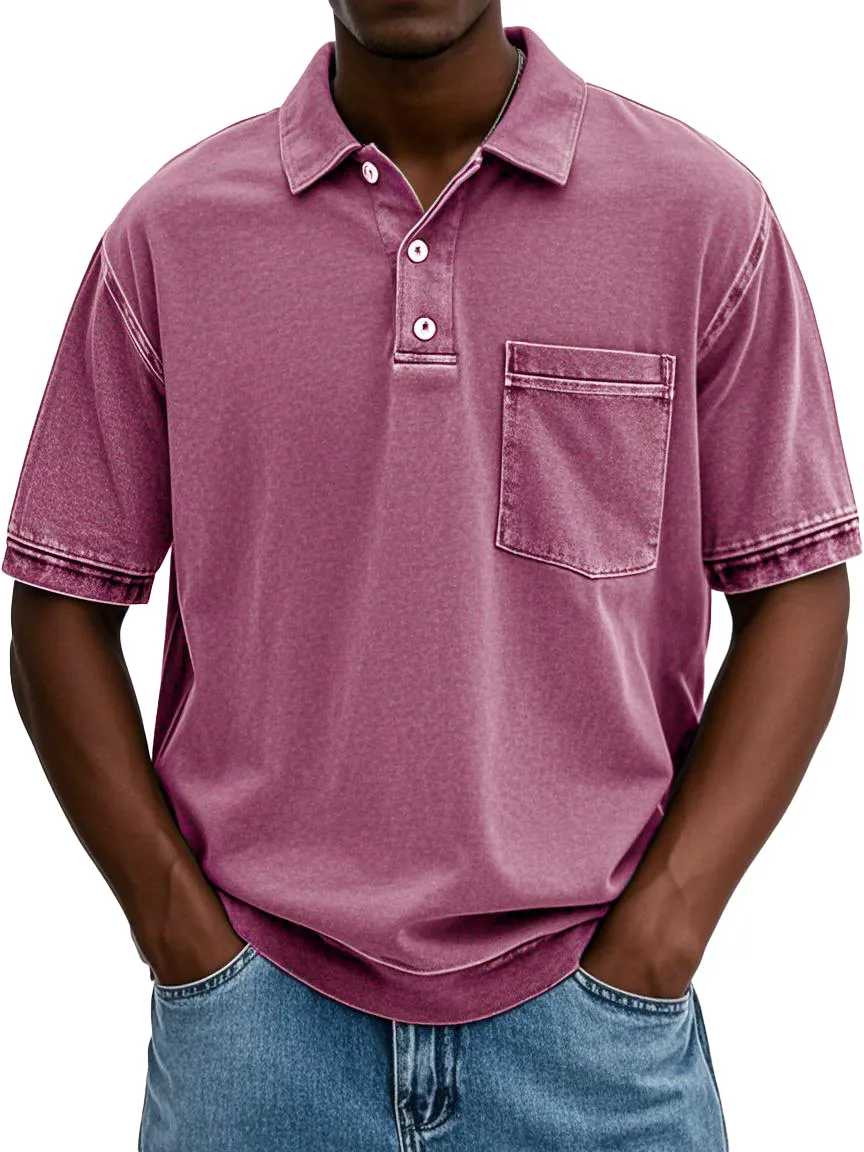 FINAL SALE⚡10 Packs for $34.99⚡ - Men's Retro Distressed Lapel Short-sleeved Pocket Polo Shirt