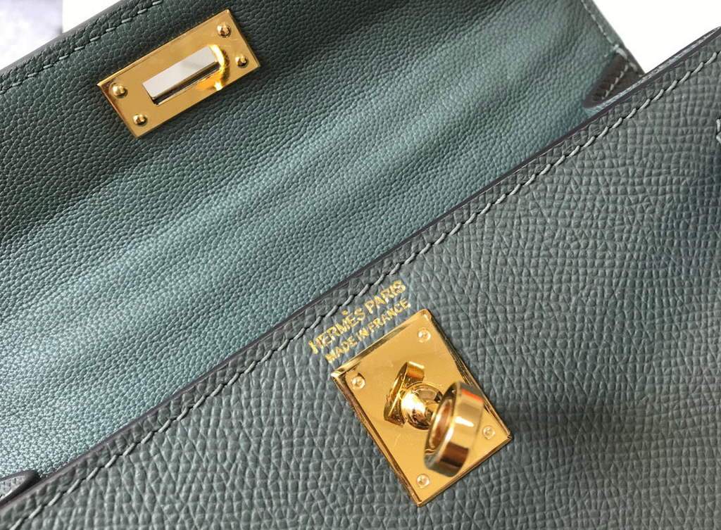 Replica Hermes Kelly Bag Hermes 19CM Epsom Shoulder Mini Bag Dark gray 20474