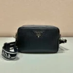 Replica Prada Leather bag with shoulder strap 1BH082 Black