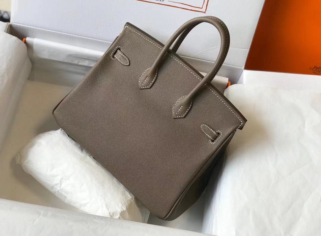 Replica Hermes Birkin Handbags Designer Hermes Bag Epsom Leather 28522 Elephant Grey