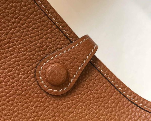 Replica Hermes Evelyne Bag Hermes Mini Crossbody Bag 20399 Silver Buckle Tan