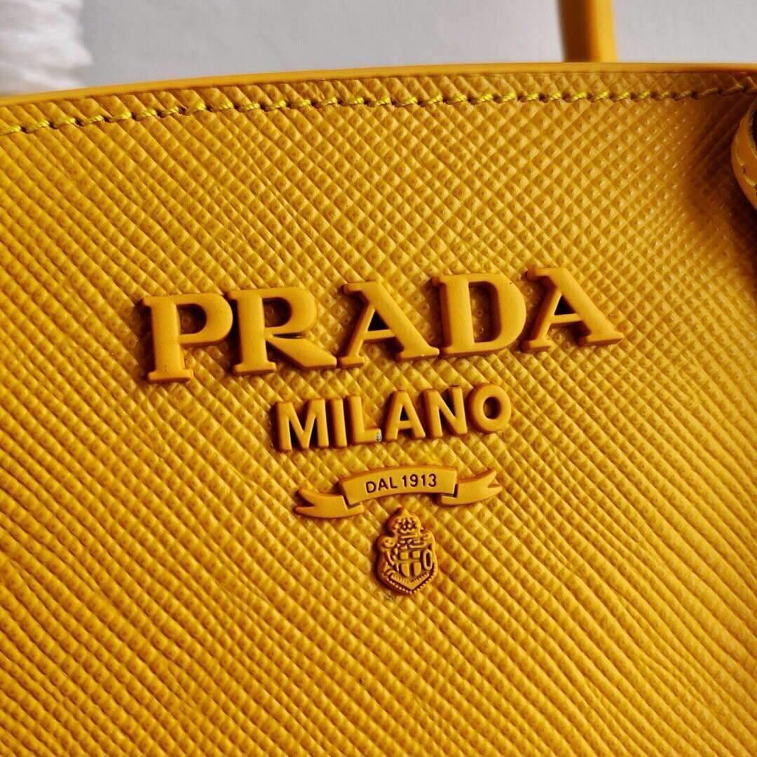 Replica Prada 1BA269 Saffiano Leather Prada Monochrome Bag Yellow