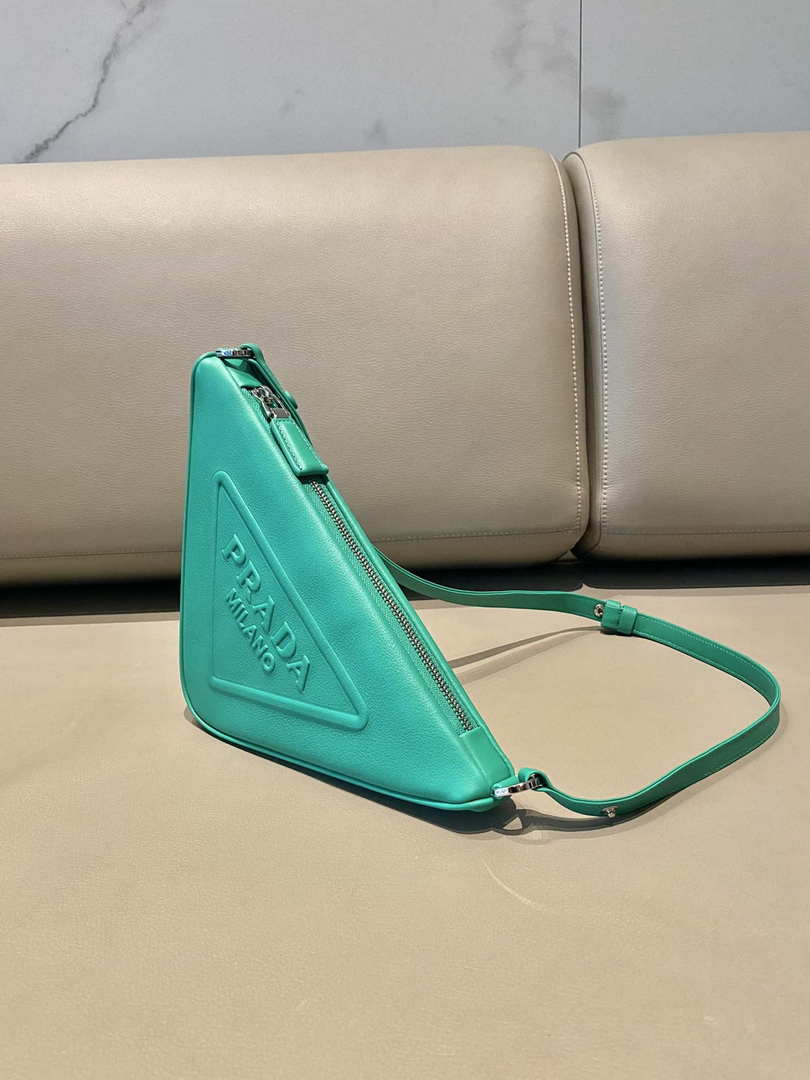 Replica Prada 1NQ043 Triangle leather pouch Lake Blue